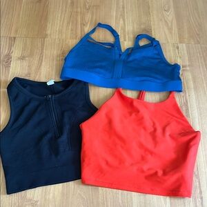 Blue, Black, and Red Sports Bras